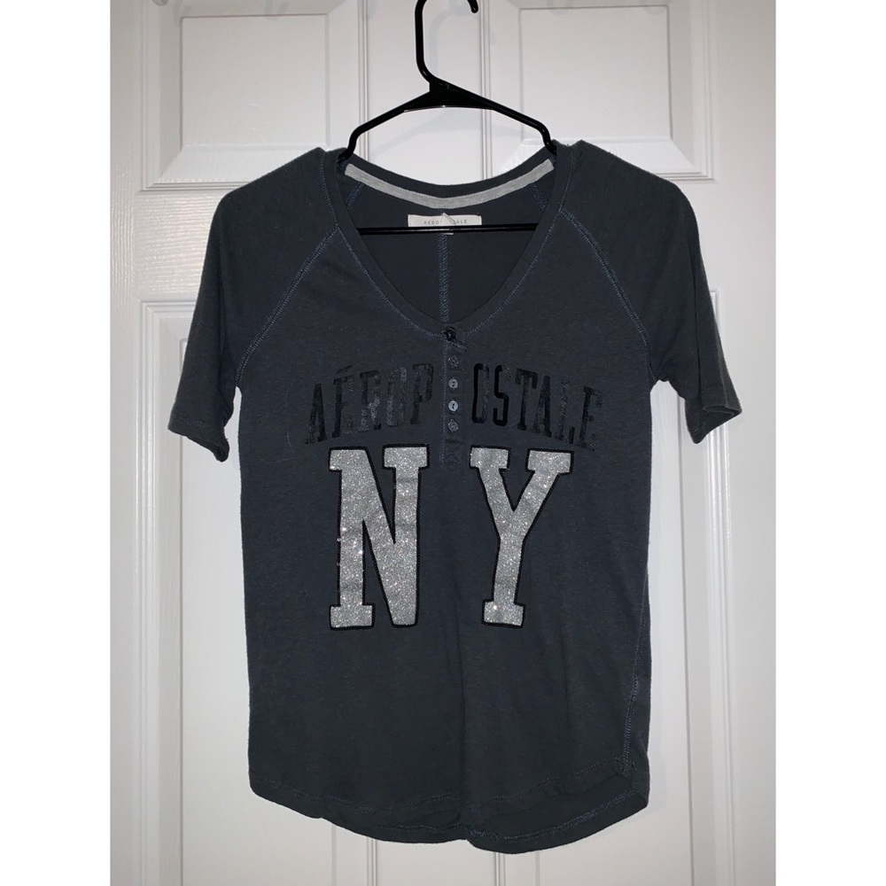 Gray and glitter short sleeve shirt XS Aeropostale